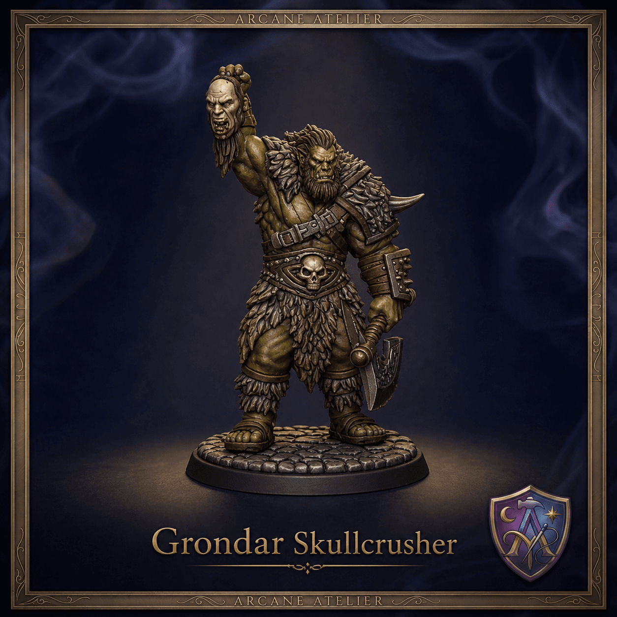 Grondar Skullcrusher Halbork Barbar | DnD 32mm Resin Miniatur | VTT