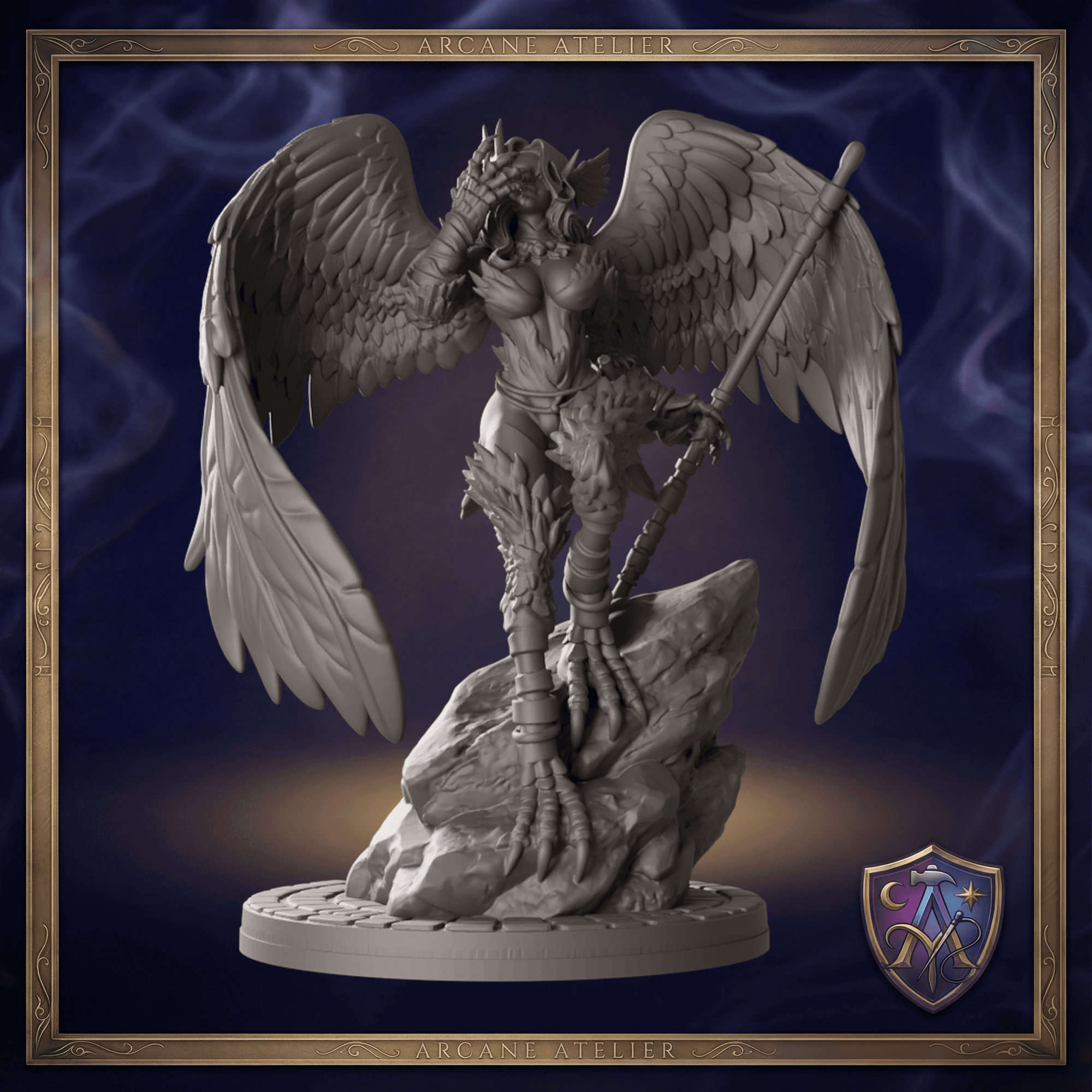 Harpyie Kämpfer Miniatur 32mm | unbemalt Resin 3D-Druck | D&D Pathfinder DSA | TTRPG — Bild 1