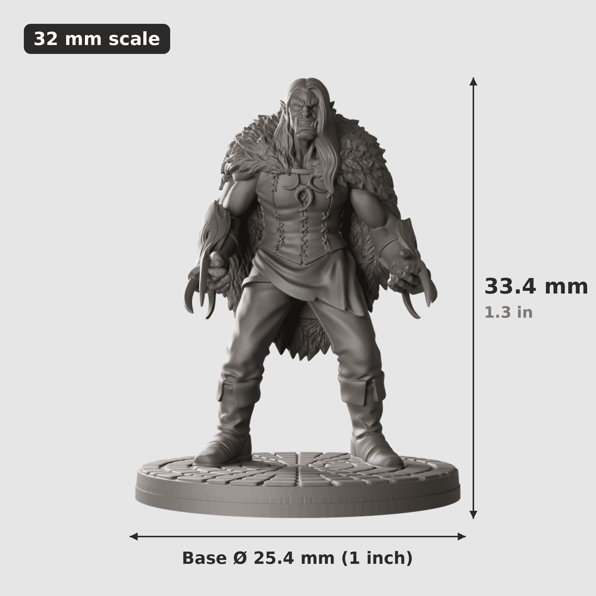 Fantasy Figur Miniatur 32mm | unbemalt Resin 3D-Druck | D&D Pathfinder DSA | TTRPG — Bild 1