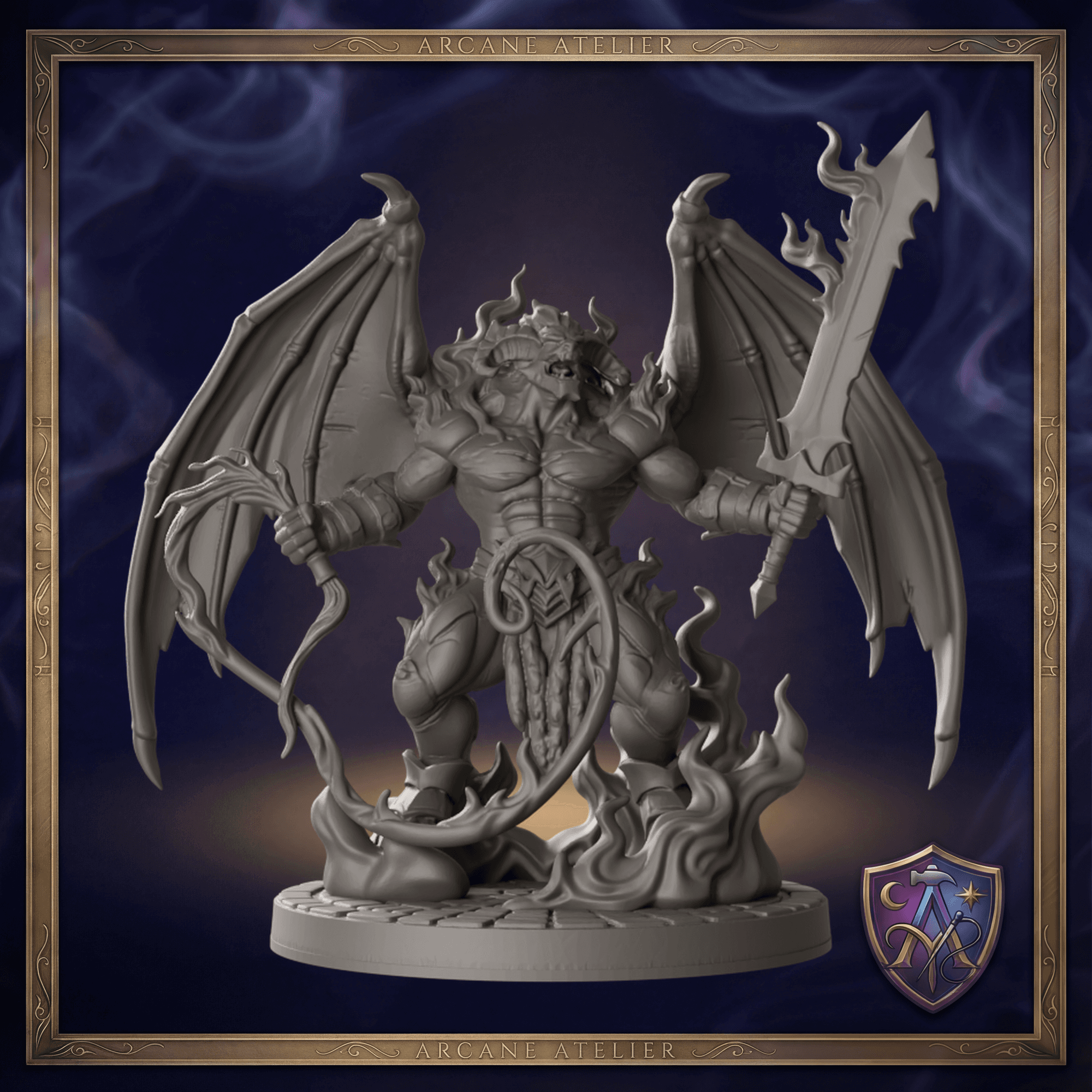 Demon Miniatur 32mm | unbemalt Resin 3D-Druck | D&D Pathfinder DSA | TTRPG — Bild 1