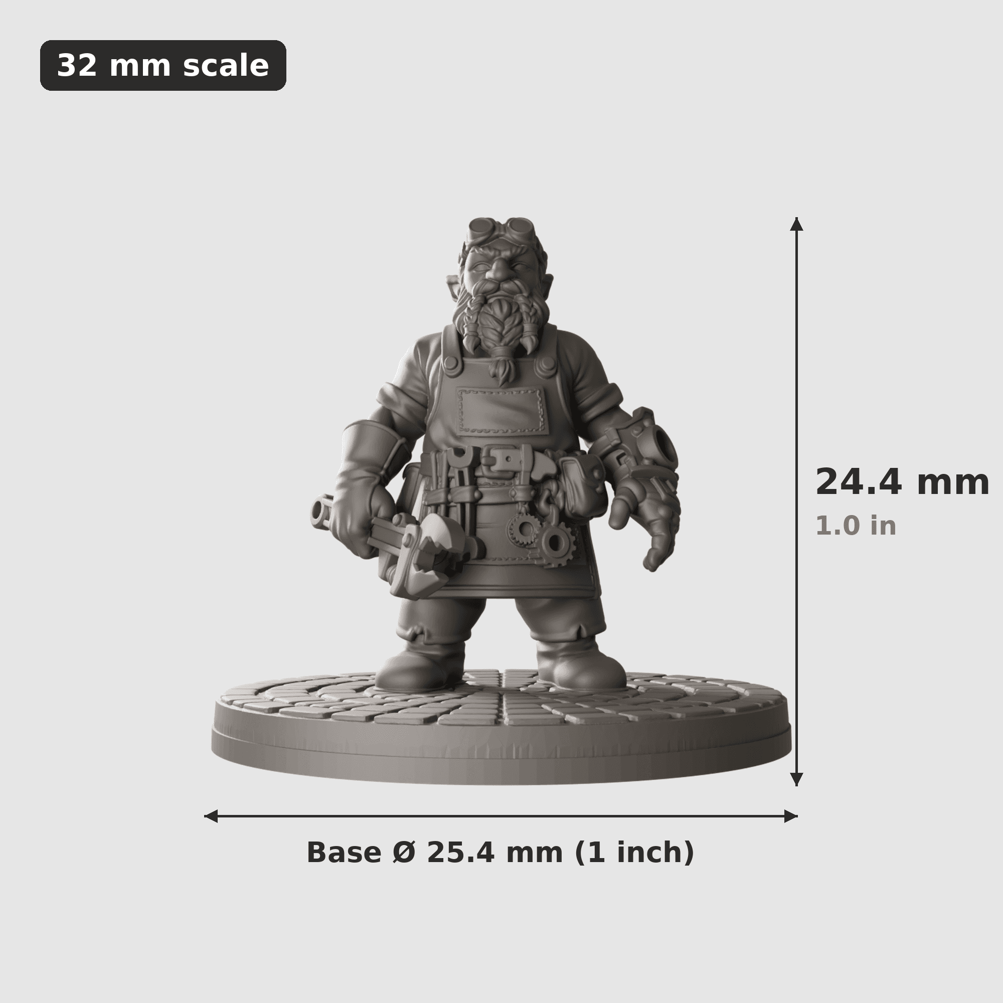 Gnom Artificer Miniatur 32mm | unbemalt Resin 3D-Druck | D&D Pathfinder DSA | TTRPG — Bild 1