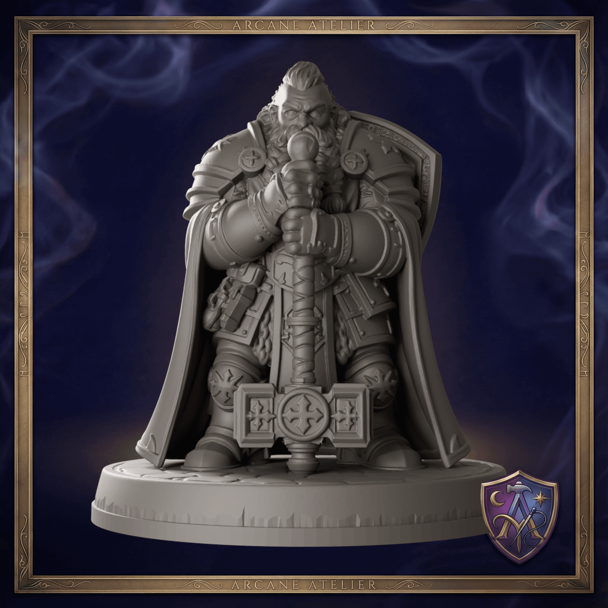 Gyros Zwergen-Paladin Wacht | DnD 32mm Resin Miniatur | Tabletop Pathfinder VTT — Bild 1