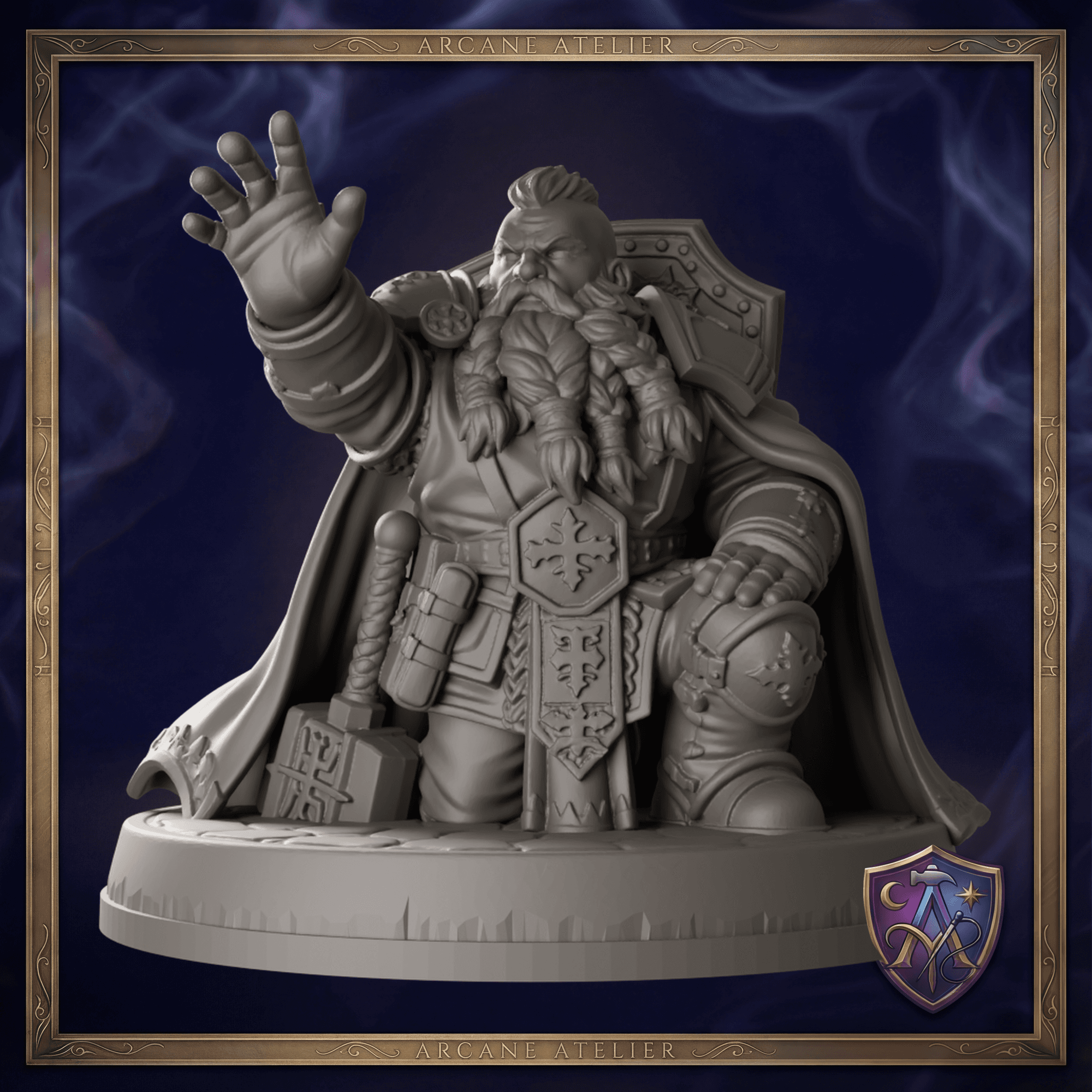 Gyros Zwergen-Paladin kniend | DnD 32mm Resin Miniatur | Tabletop Pathfinder — Bild 1