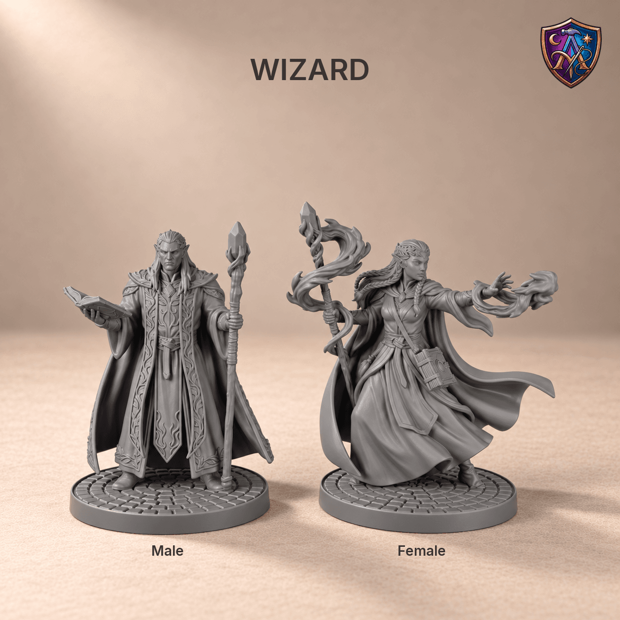 Detail photo of Elf Adventuring Party with All Thirteen Classes – Set of 26 Unpainted Resin Miniatures, 32 mm Scale as an unpainted resin miniature