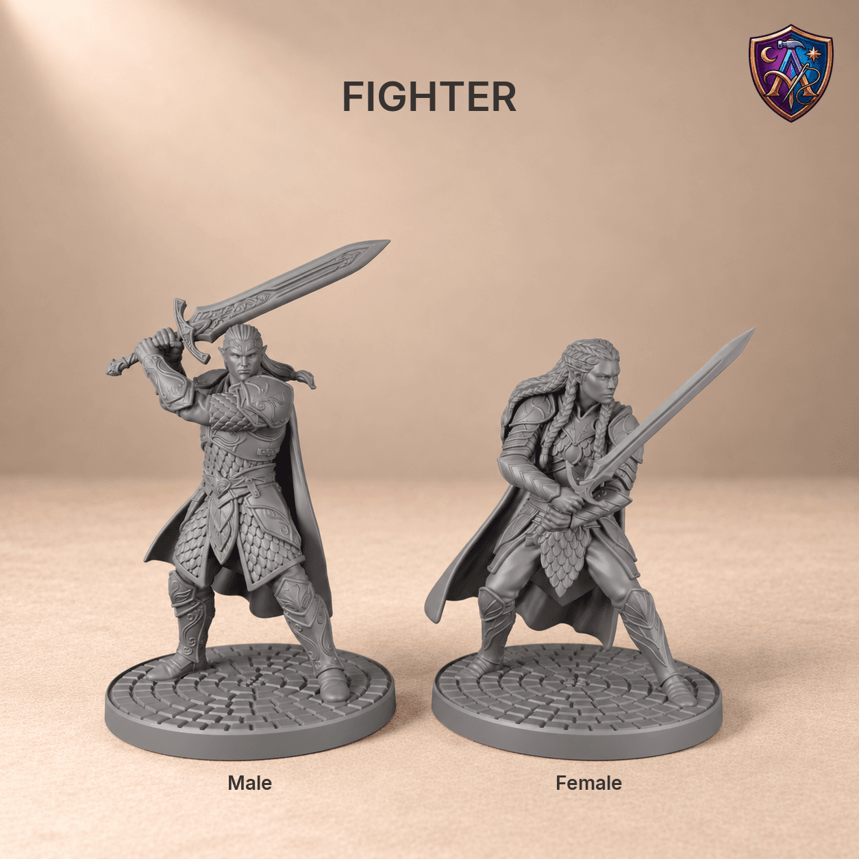 Detail photo of Elf Adventuring Party with All Thirteen Classes – Set of 26 Unpainted Resin Miniatures, 32 mm Scale as an unpainted resin miniature