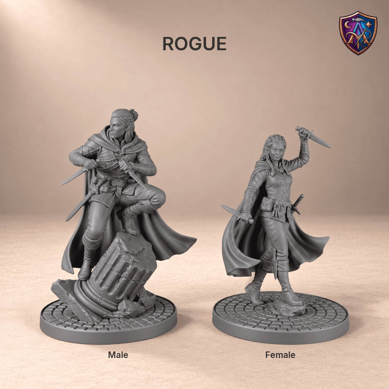 Detail photo of Elf Adventuring Party with All Thirteen Classes – Set of 26 Unpainted Resin Miniatures, 32 mm Scale as an unpainted resin miniature