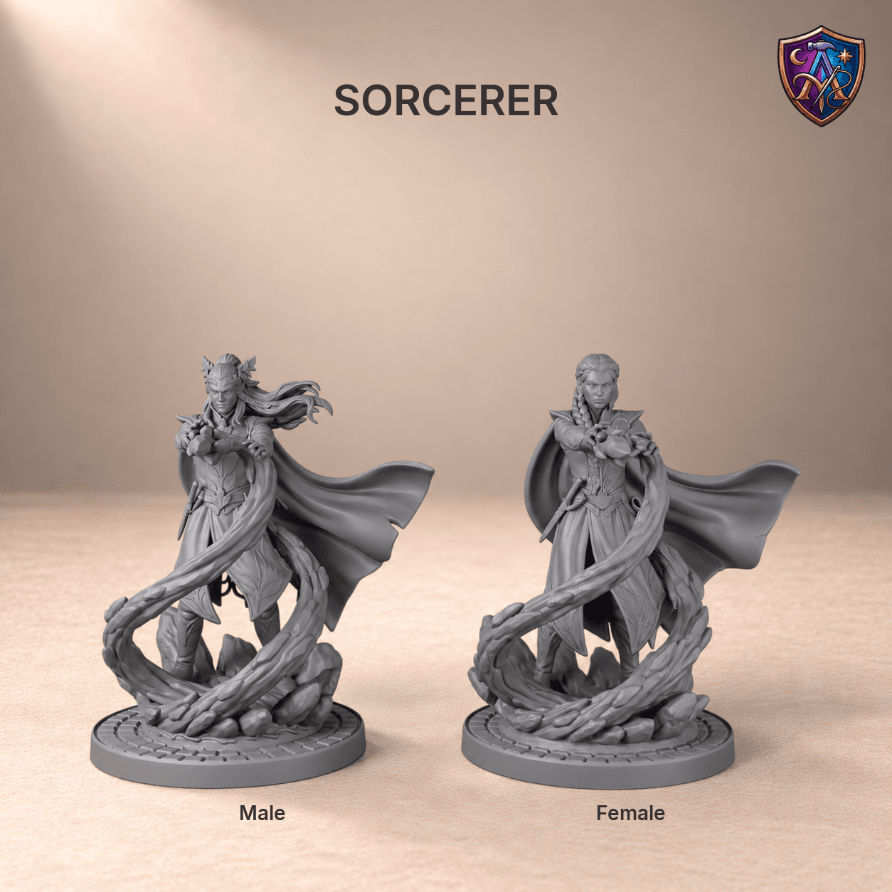 Detail photo of Elf Adventuring Party with All Thirteen Classes – Set of 26 Unpainted Resin Miniatures, 32 mm Scale as an unpainted resin miniature