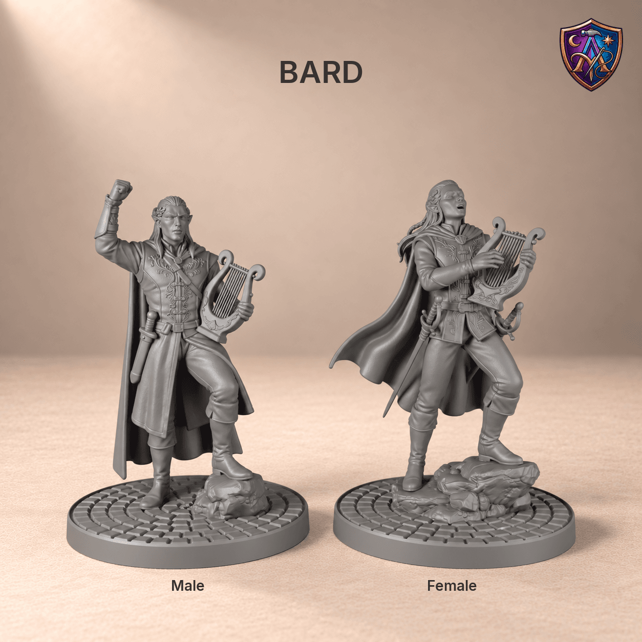 Detail photo of Elf Adventuring Party with All Thirteen Classes – Set of 26 Unpainted Resin Miniatures, 32 mm Scale as an unpainted resin miniature