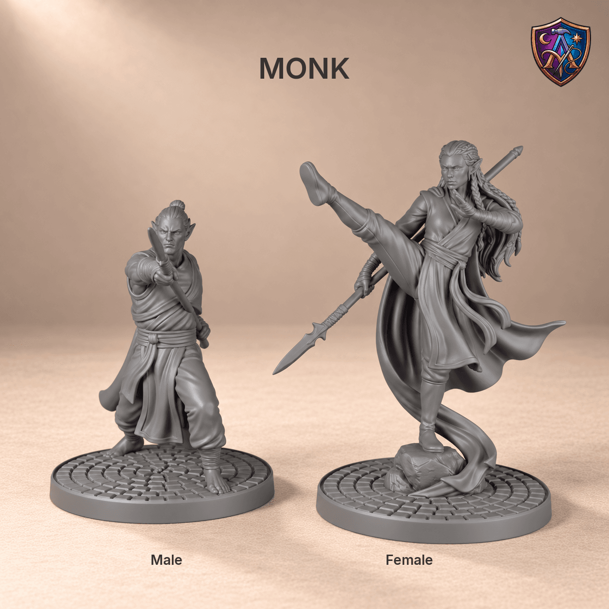 Detail photo of Elf Adventuring Party with All Thirteen Classes – Set of 26 Unpainted Resin Miniatures, 32 mm Scale as an unpainted resin miniature