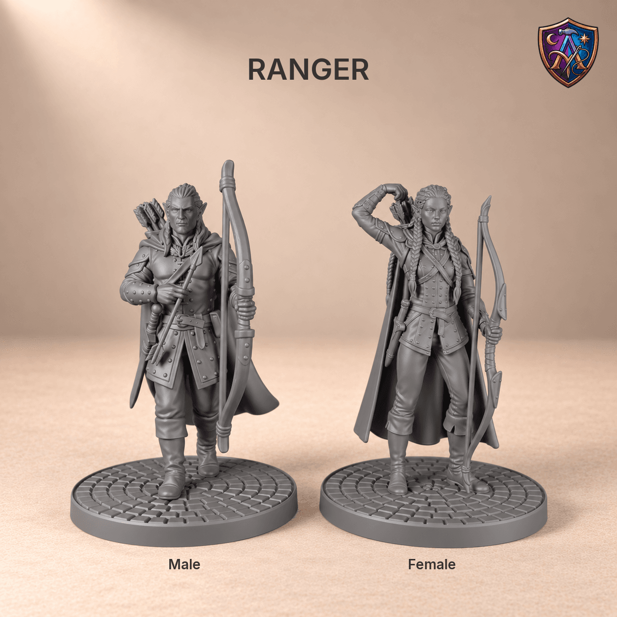 Detail photo of Elf Adventuring Party with All Thirteen Classes – Set of 26 Unpainted Resin Miniatures, 32 mm Scale as an unpainted resin miniature