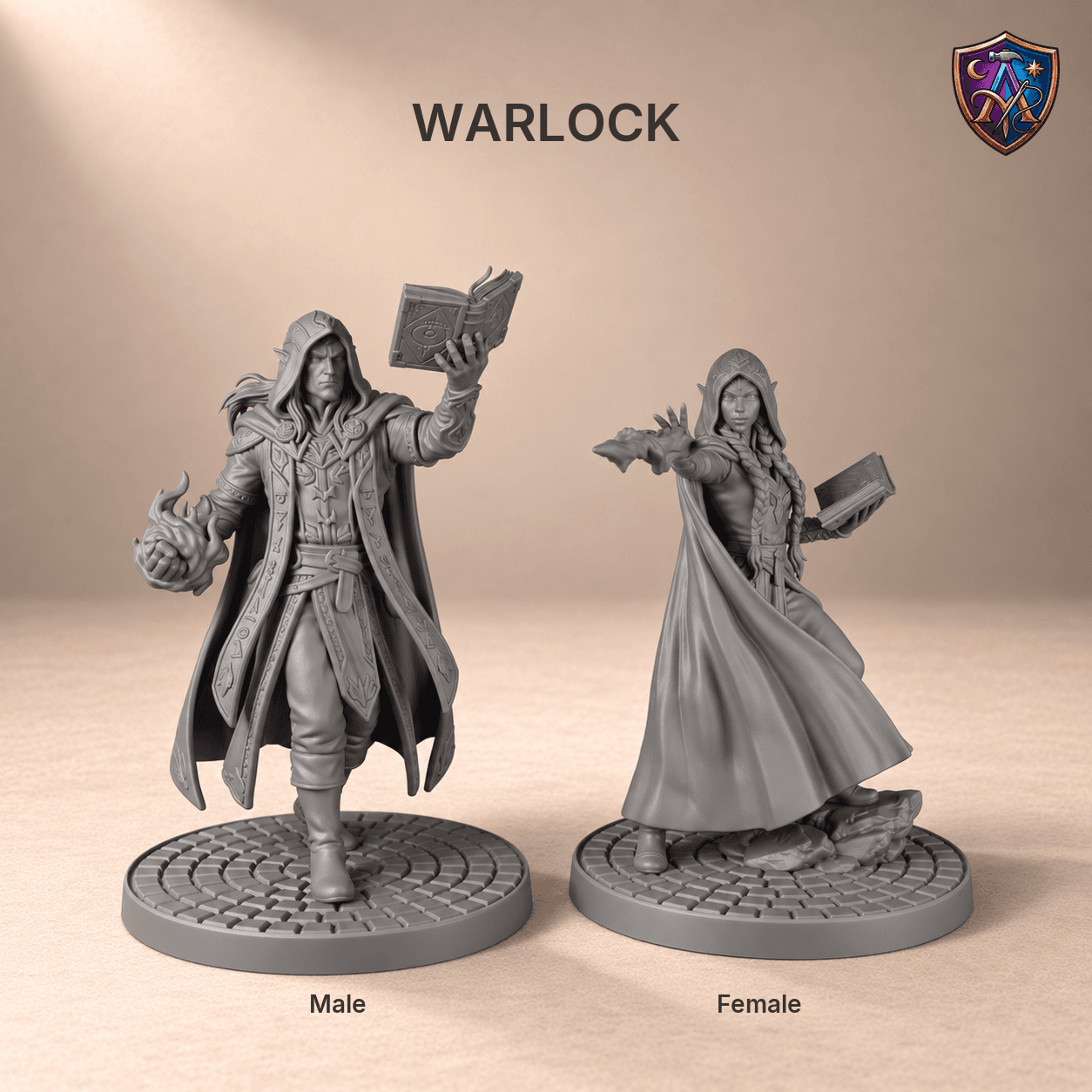Detail photo of Elf Adventuring Party with All Thirteen Classes – Set of 26 Unpainted Resin Miniatures, 32 mm Scale as an unpainted resin miniature