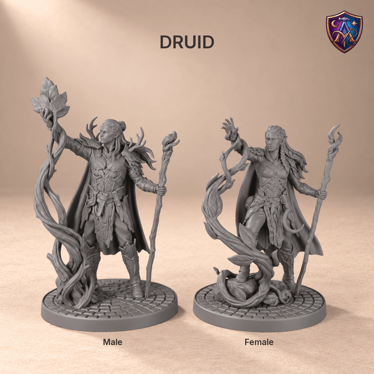Detail photo of Elf Adventuring Party with All Thirteen Classes – Set of 26 Unpainted Resin Miniatures, 32 mm Scale as an unpainted resin miniature