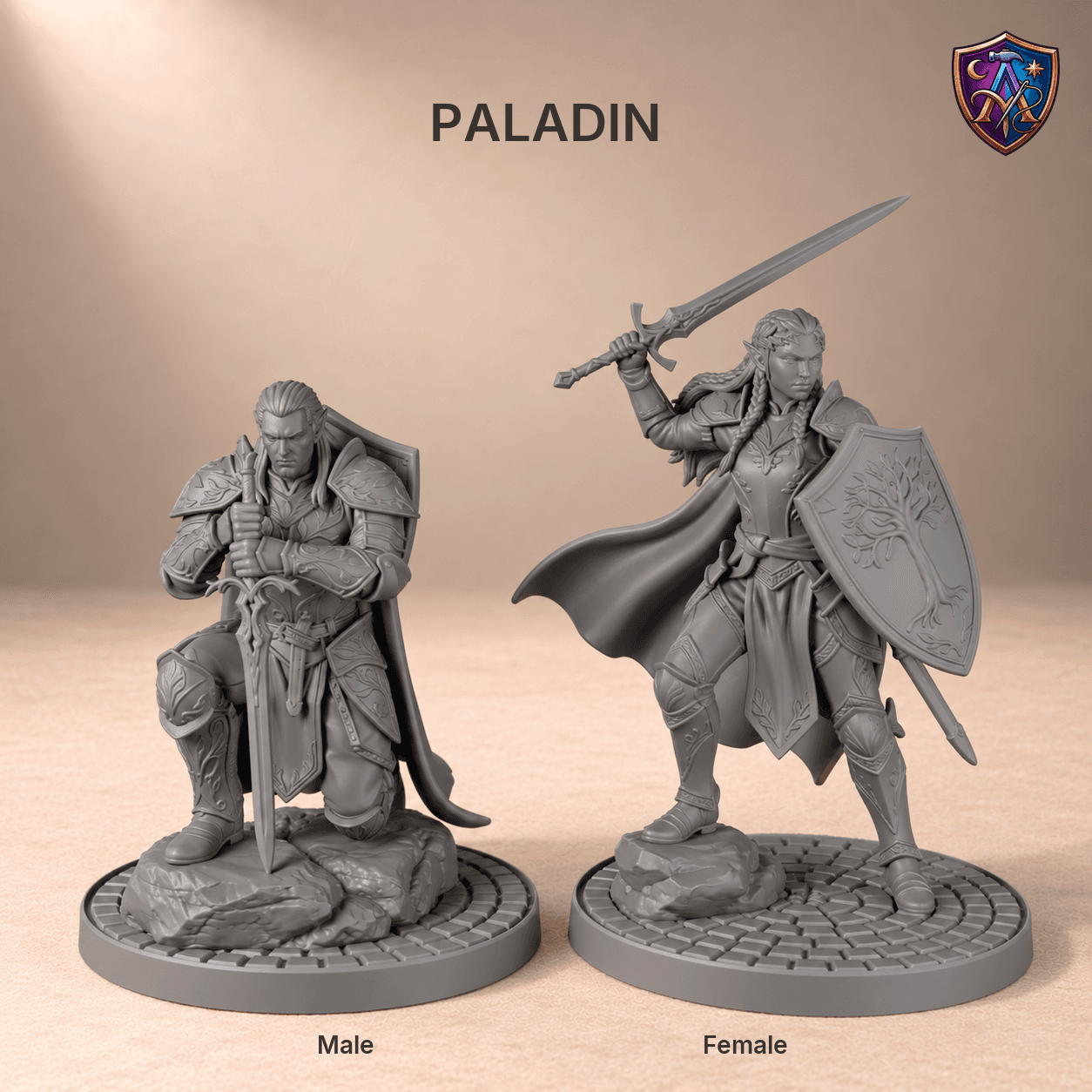 Detail photo of Elf Adventuring Party with All Thirteen Classes – Set of 26 Unpainted Resin Miniatures, 32 mm Scale as an unpainted resin miniature