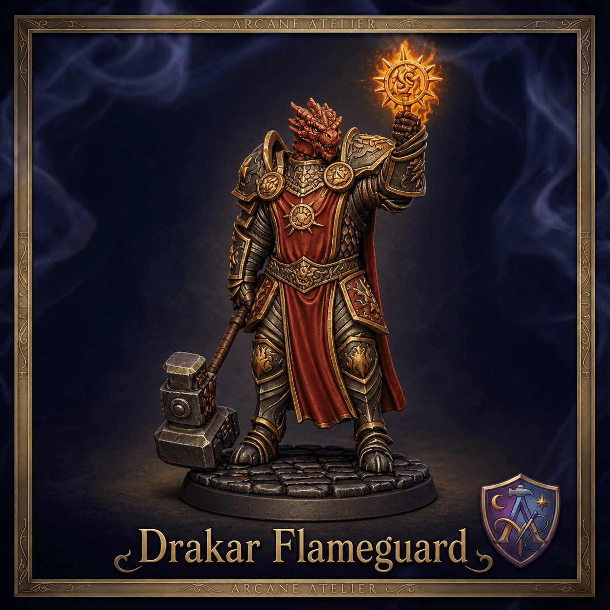 Drakar Flameguard Drachenblut Paladin | DnD 32mm Resin Miniatur | VTT