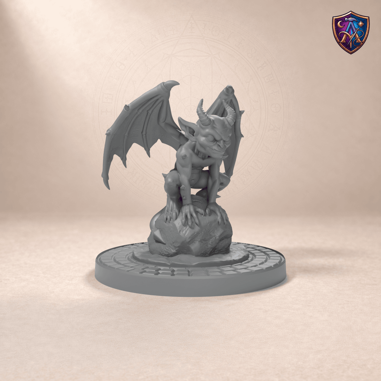 Digital product render of Winged Imp – Unpainted 32/54/75mm Resin Miniature for Tabletop RPGs in unpainted grey
