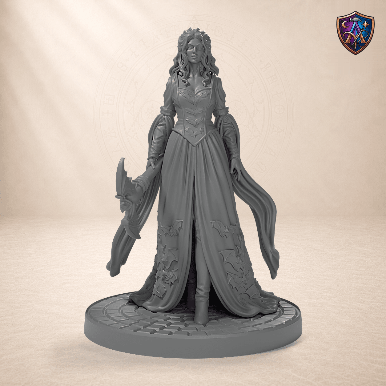 Digitaler Produkt-Render (1 von 6) von Adlige Vampirin mit Rapier in unbemaltem Dunkelgrau.