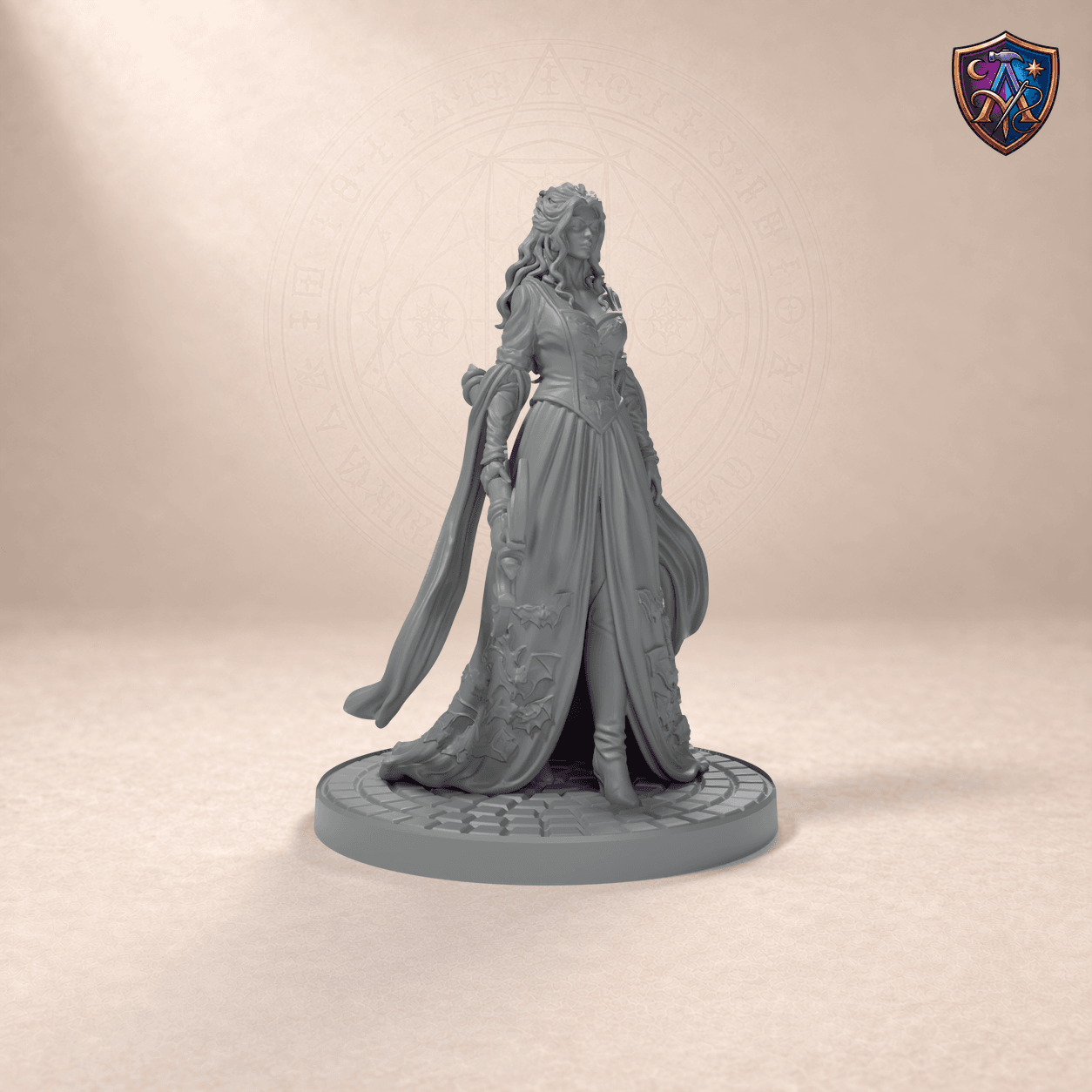 Digital product render of Undead Noble – Unpainted 32/54/75mm Resin Miniature for Tabletop RPGs in unpainted grey
