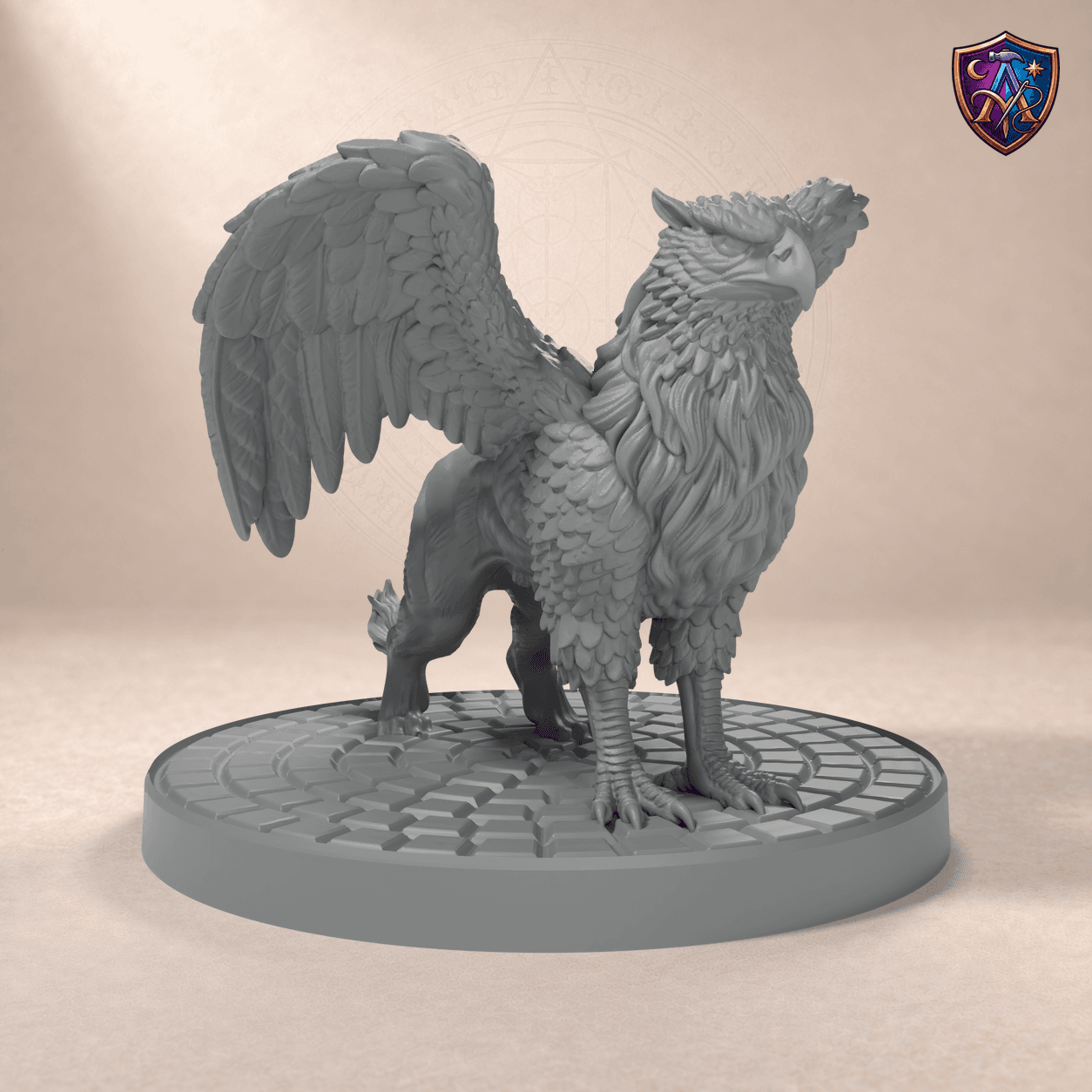 Digital product render of Griffon – Unpainted 32/54mm Resin Miniature for Tabletop RPGs in unpainted grey