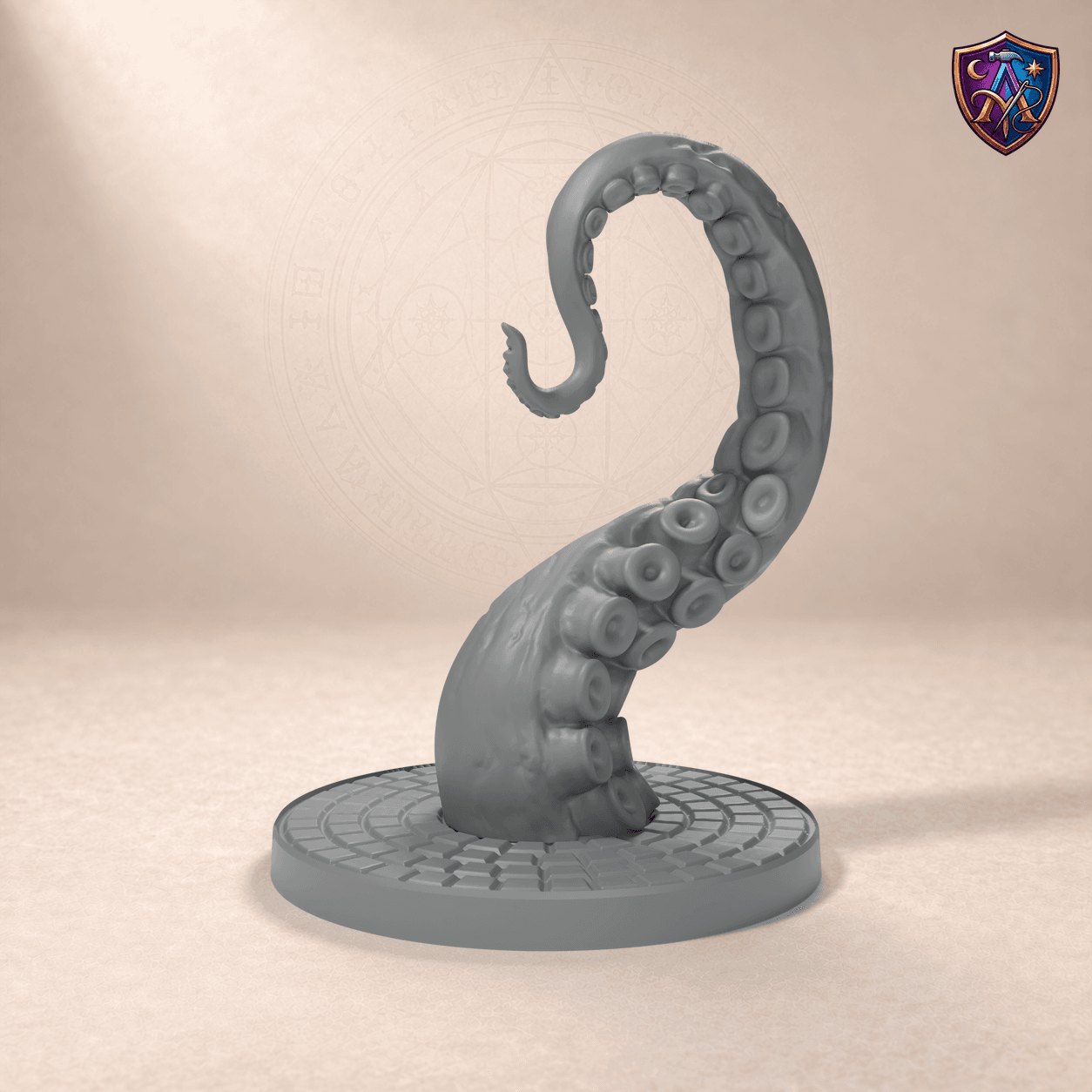 Digital product render of Giant Tentacle – Unpainted 32mm Resin Miniature for Tabletop RPGs in unpainted grey