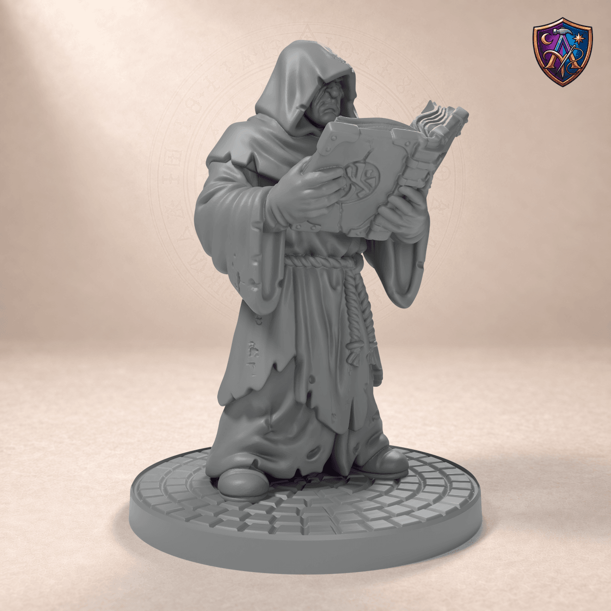Digital product render of Human Cultist – Unpainted 32/54/75mm Resin Miniature for Tabletop RPGs in unpainted grey