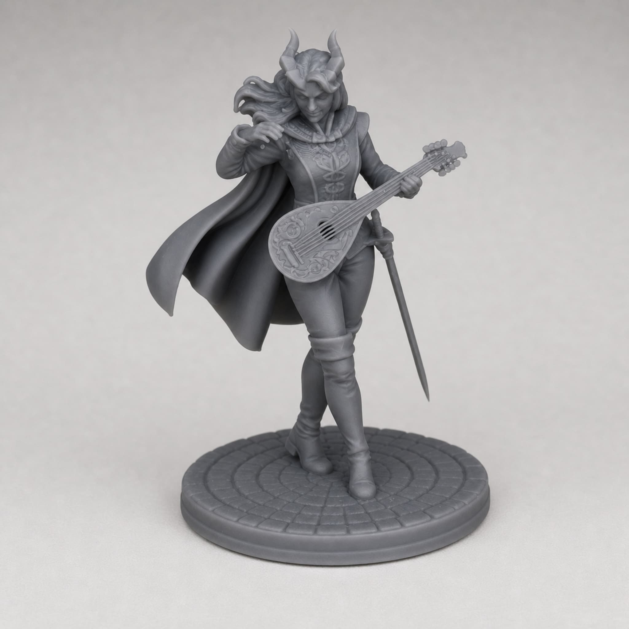 Tiefling Bard – Unpainted 32mm Resin Miniature for Tabletop RPGs — image 1