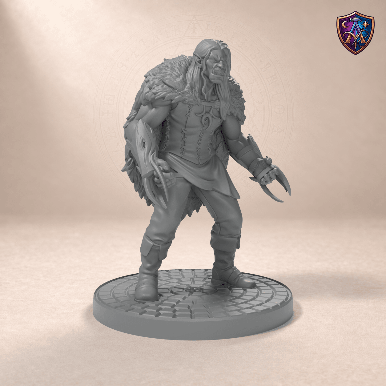 Digital product render of Cultist – Unpainted 32mm Resin Miniature for Tabletop RPGs in unpainted grey