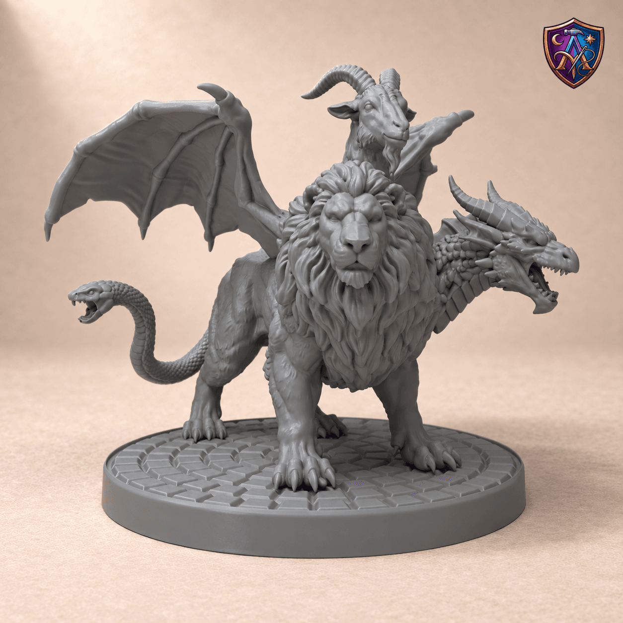 Produktansicht (1 von 4) / Product view von Chimäre mit Löwen-; die Resin-Miniatur wird unbemalt geliefert / the resin miniature is supplied unpainted.