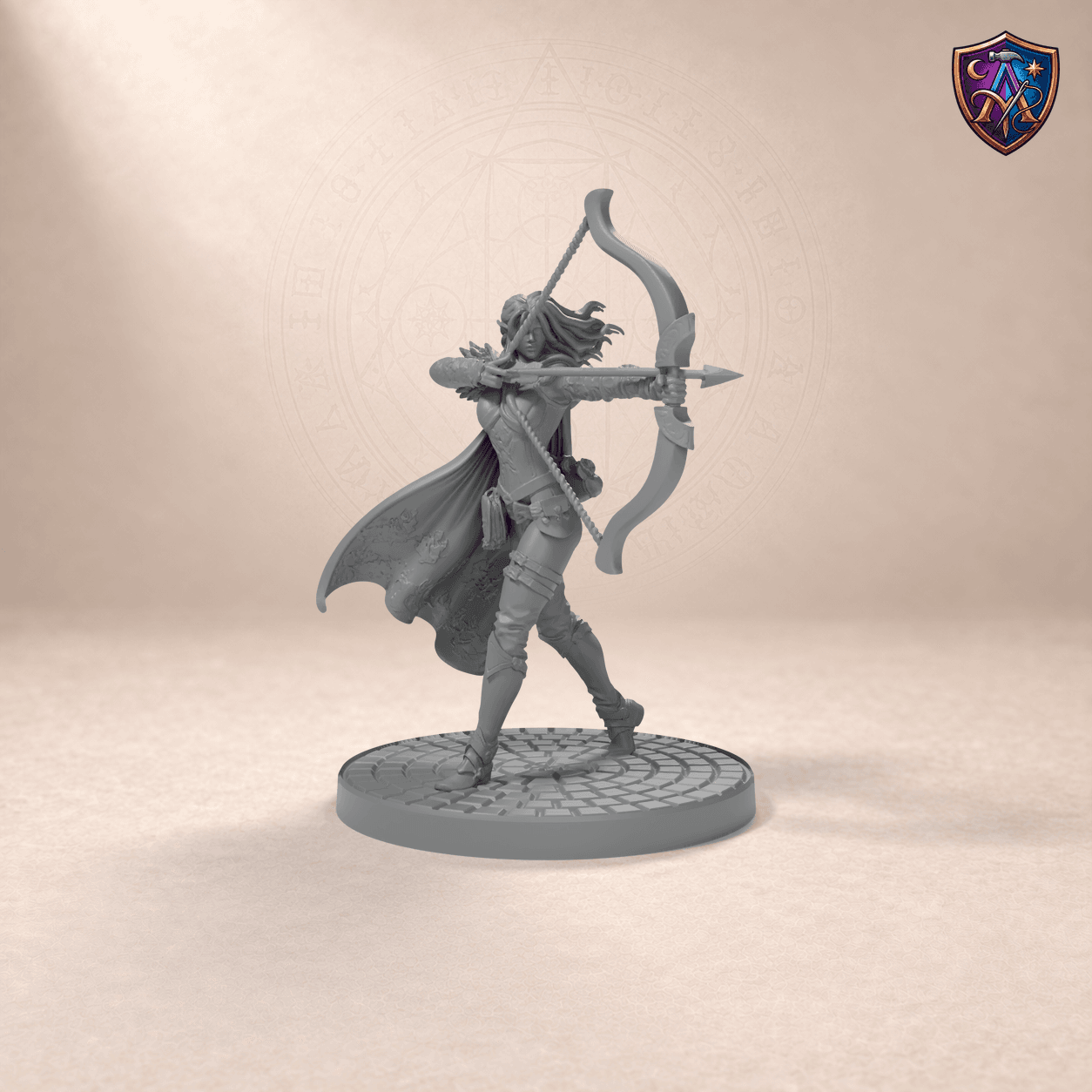 Digital product render of Elf Ranger – Unpainted 32/54/75mm Resin Miniature for Tabletop RPGs in unpainted grey